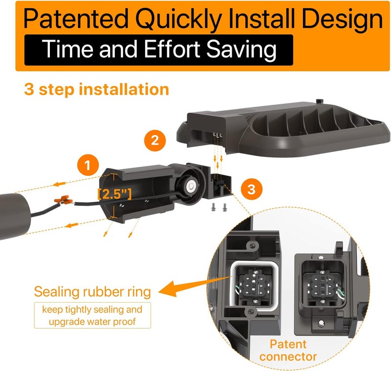 DEMILARE 150W Parking Lot Light Quick Installation 22500LM Led Street Lights Slip Fitter Mount with Dusk to Dawn Photocell 100-277V 5000K Pole Light Waterproof Commercial Area Lighting for Gym, Yard - Image 2